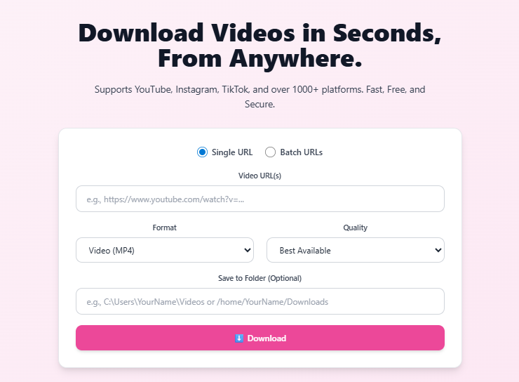Top 5 Free Video Downloaders for YouTube, TikTok & Instagram in 2025